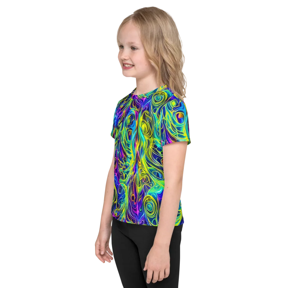 Kaleidoscope Rapture on Kids Crew Neck T-Shirt — Left