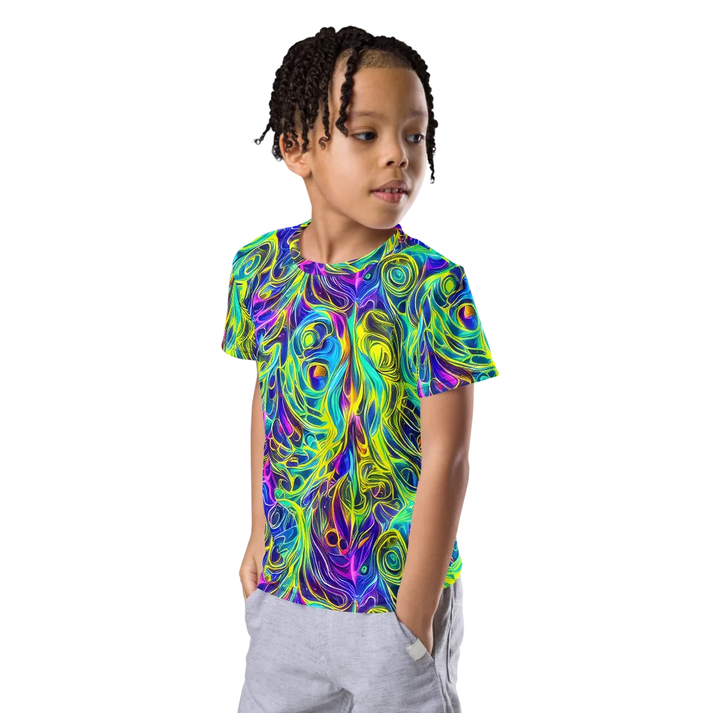 Kaleidoscope Rapture on Kids Crew Neck T-Shirt — Left Front