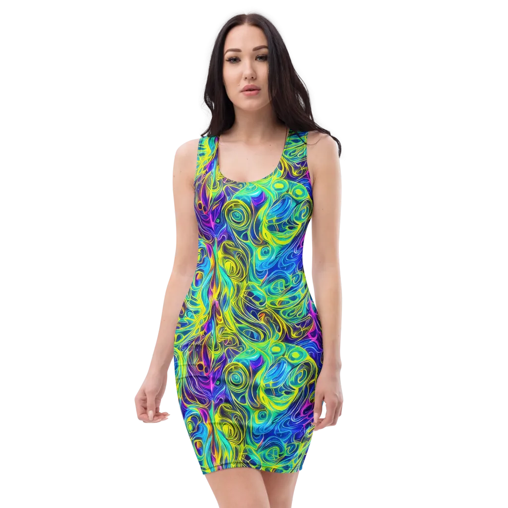 Kaleidoscope Rapture on Bodycon Dress — Front