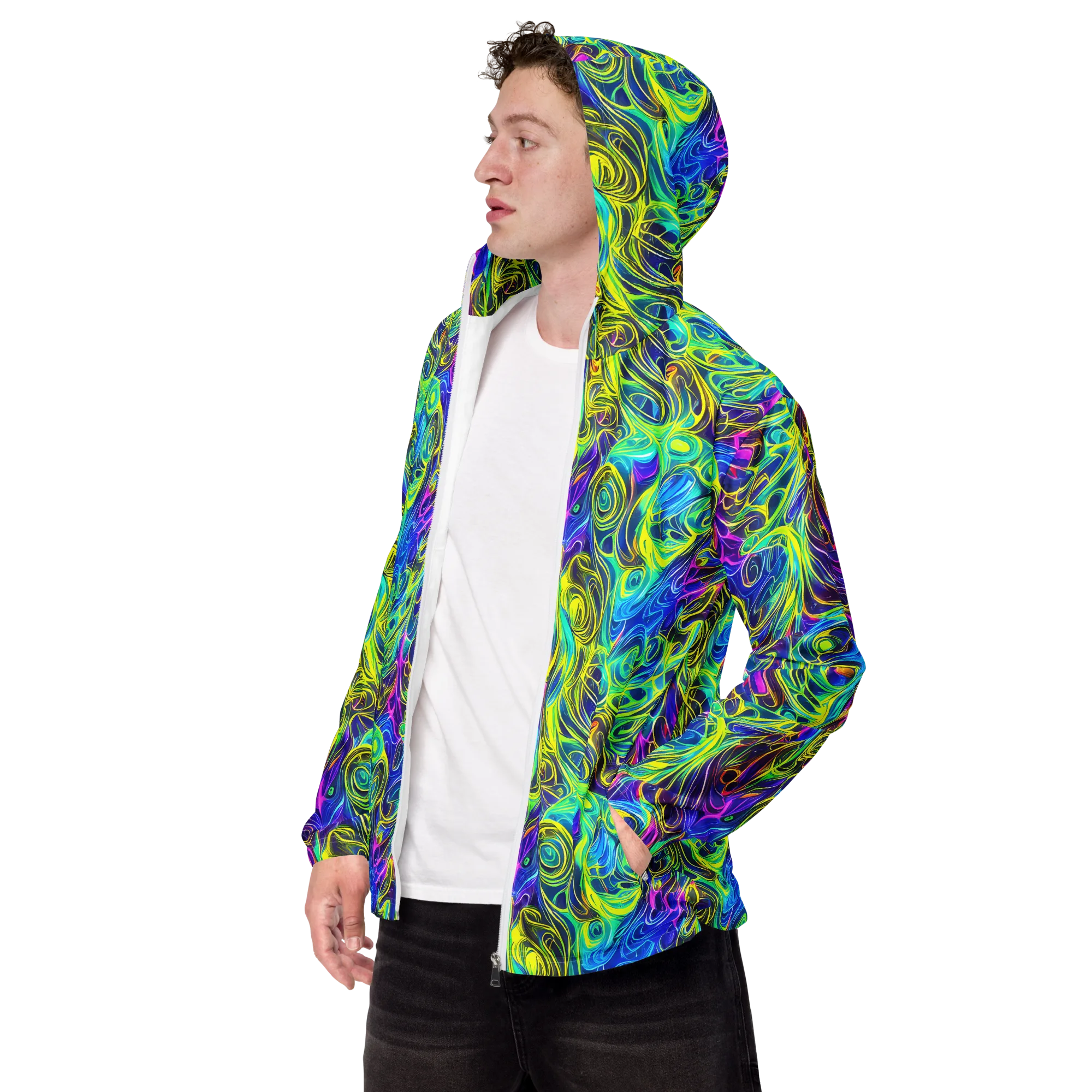Kaleidoscope Rapture on Men's Windbreaker — Left Front