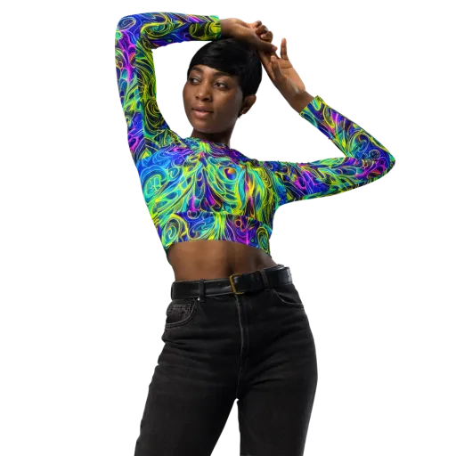 Kaleidoscope Rapture on a Long Sleeve Crop Top