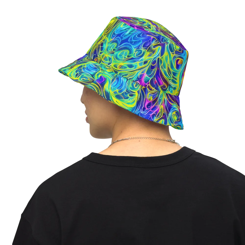 Kaleidoscope Rapture on Reversible Bucket Hat — Back Inside