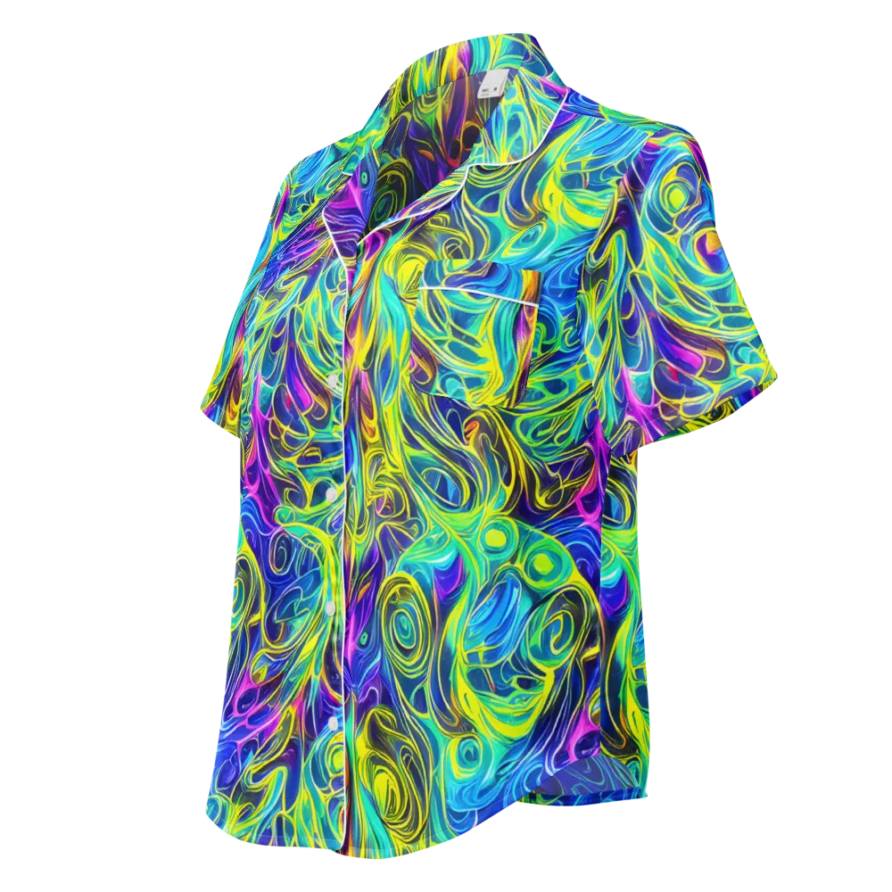 Kaleidoscope Rapture on Women's Short Sleeve Pajama Top — Left Front