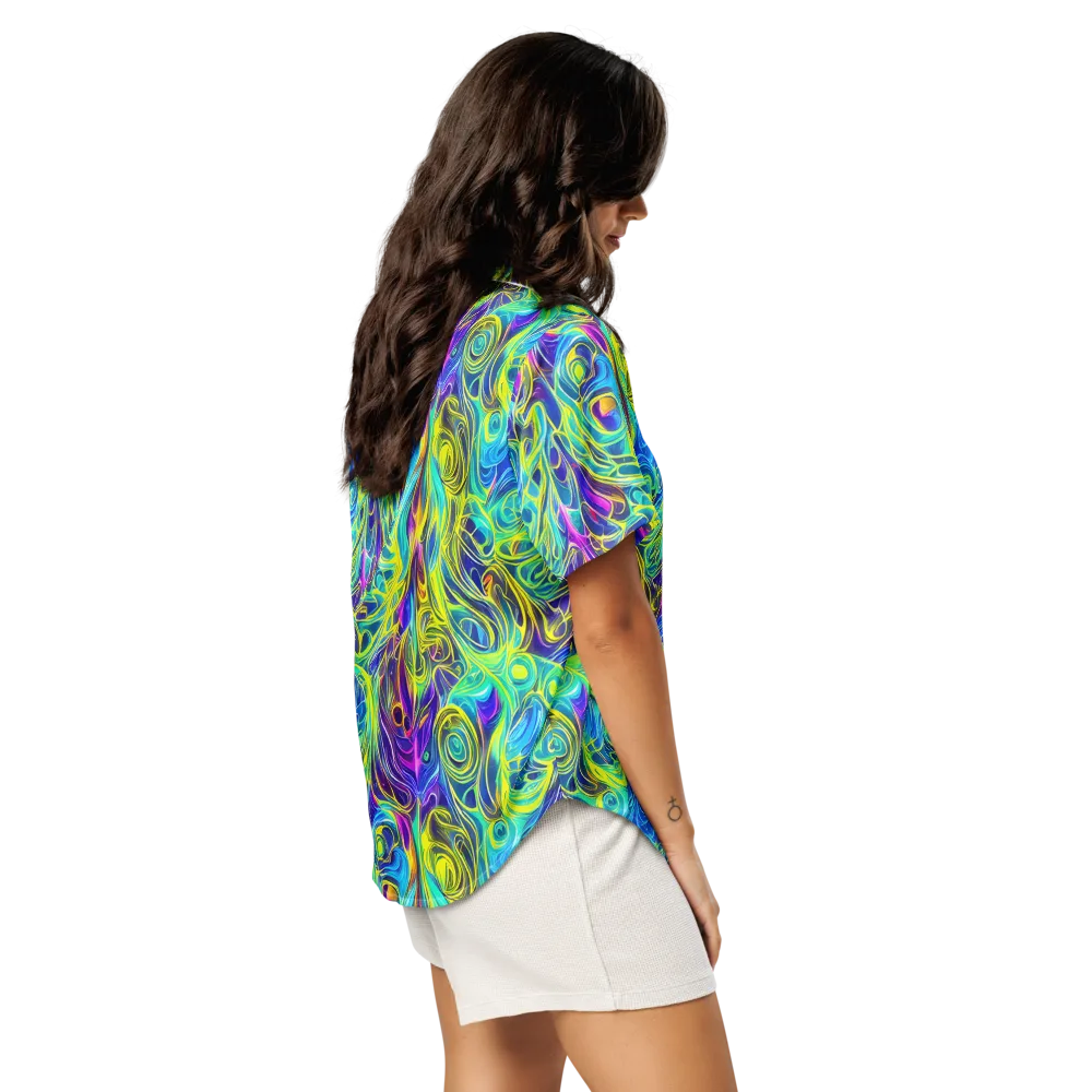 Kaleidoscope Rapture on Women's Short Sleeve Pajama Top — Right Back