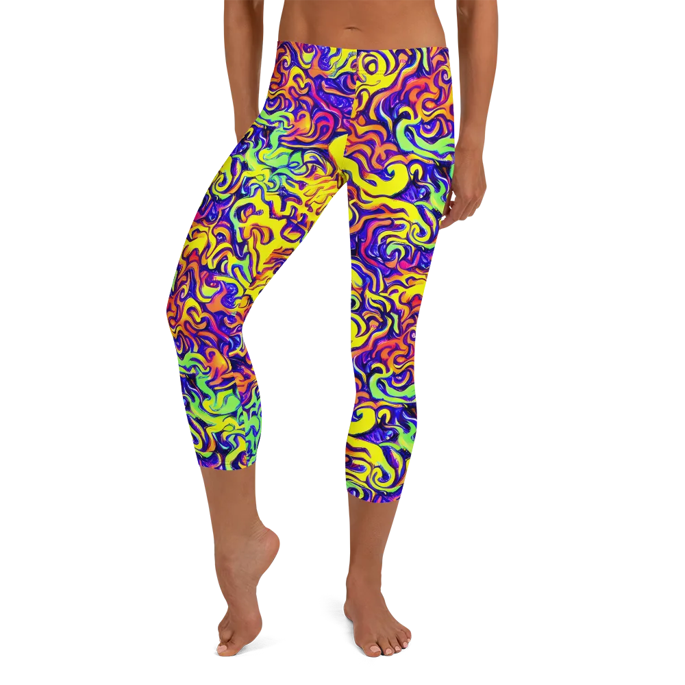 Citrus Ink Riptide on Capri Leggings — Front