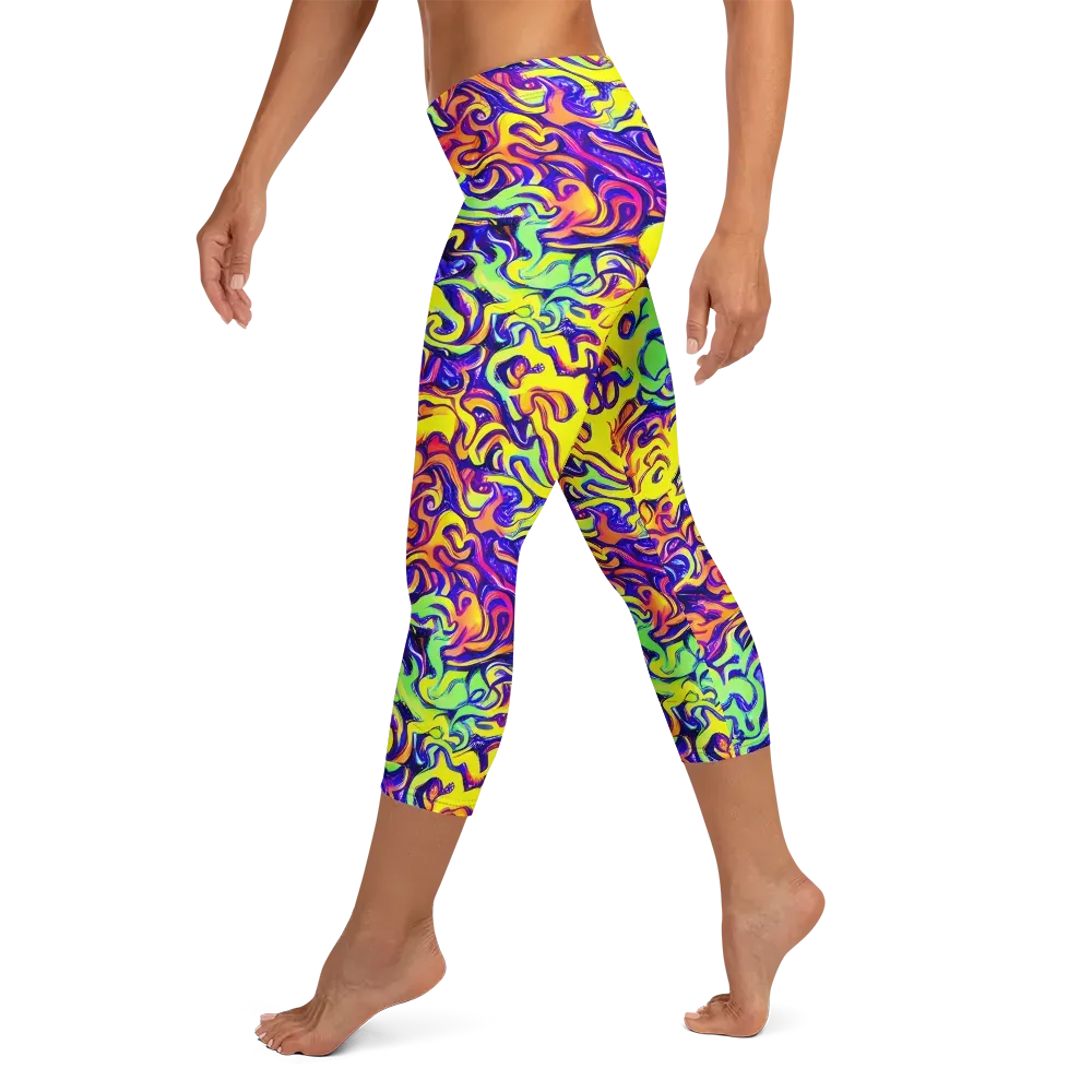 Citrus Ink Riptide on Capri Leggings — Left
