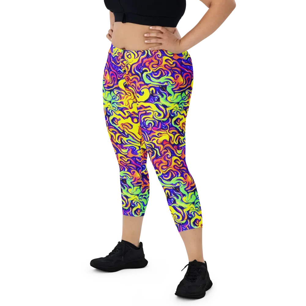 Citrus Ink Riptide on Capri Leggings — Front