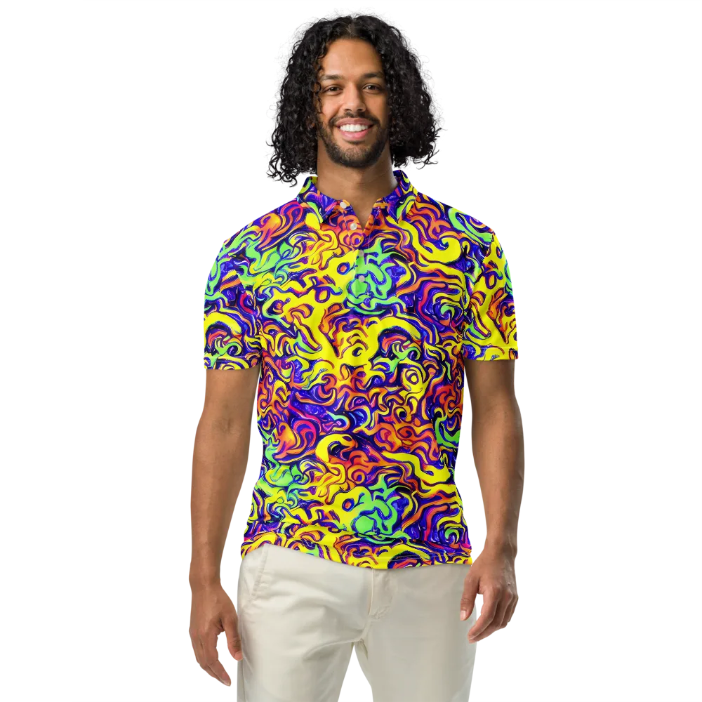 Citrus Ink Riptide on Men's Slim Fit Polo Shirt — Front