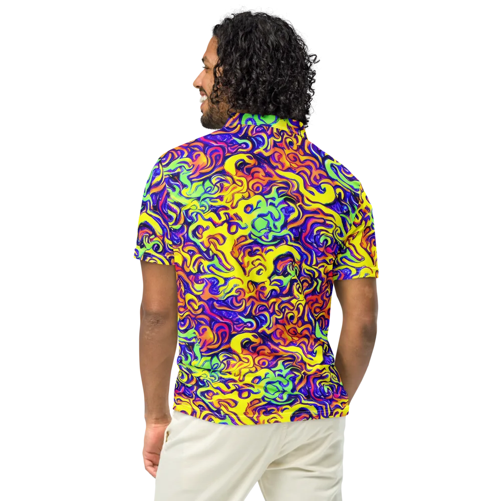 Citrus Ink Riptide on Men's Slim Fit Polo Shirt — Back