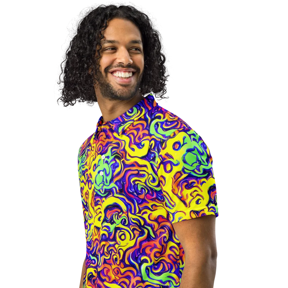 Citrus Ink Riptide on Men's Slim Fit Polo Shirt — Left Front