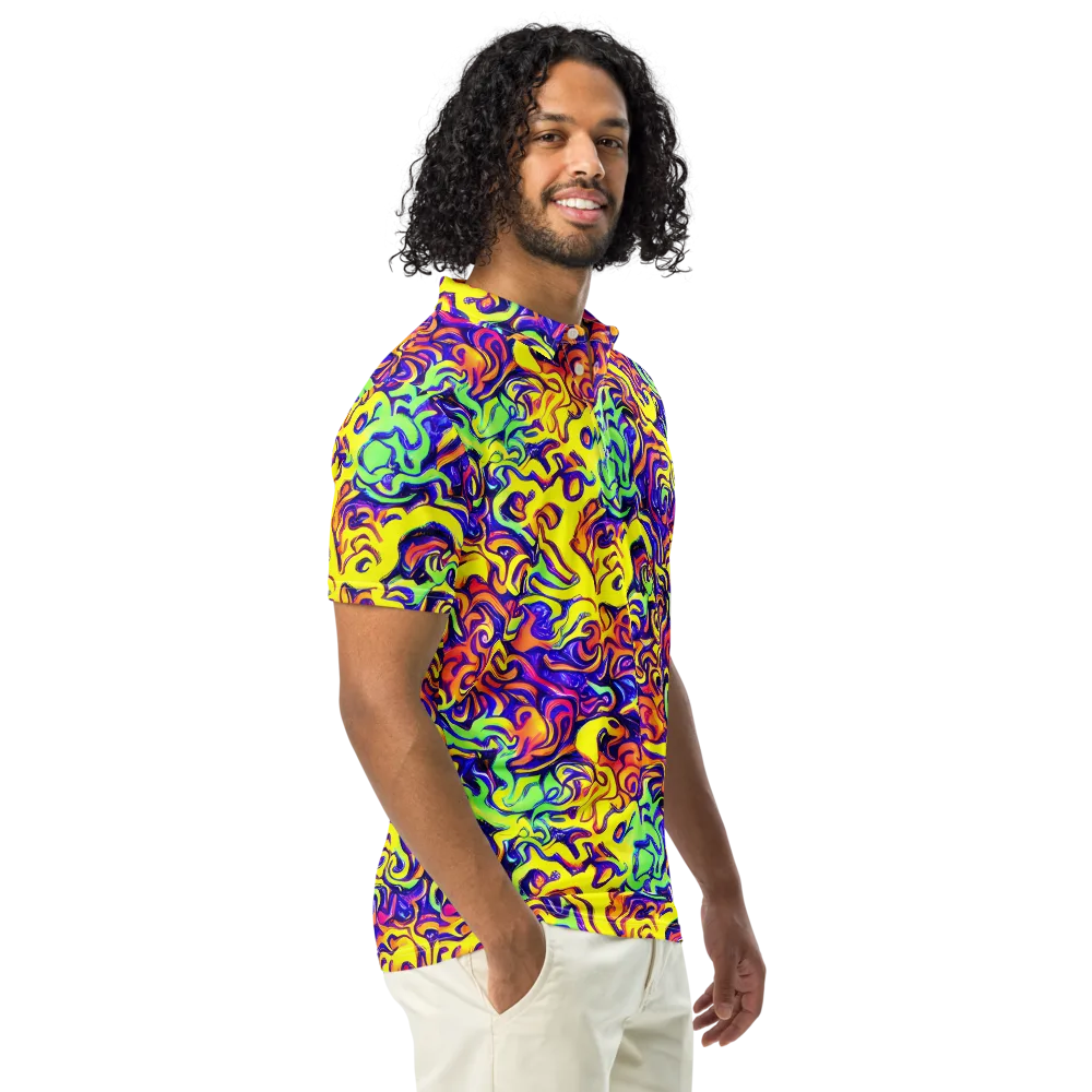 Citrus Ink Riptide on Men's Slim Fit Polo Shirt — Right Front
