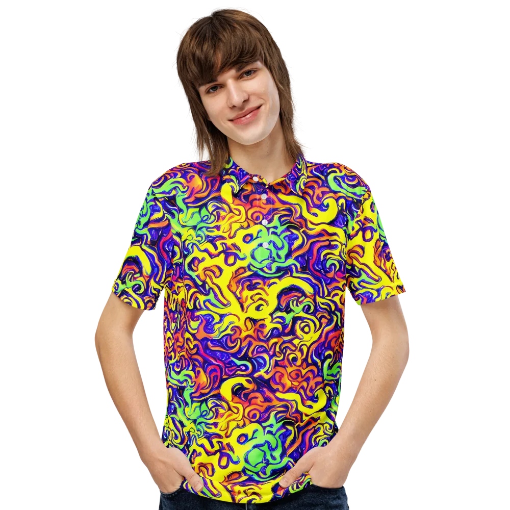 Citrus Ink Riptide on Men's Slim Fit Polo Shirt — Front