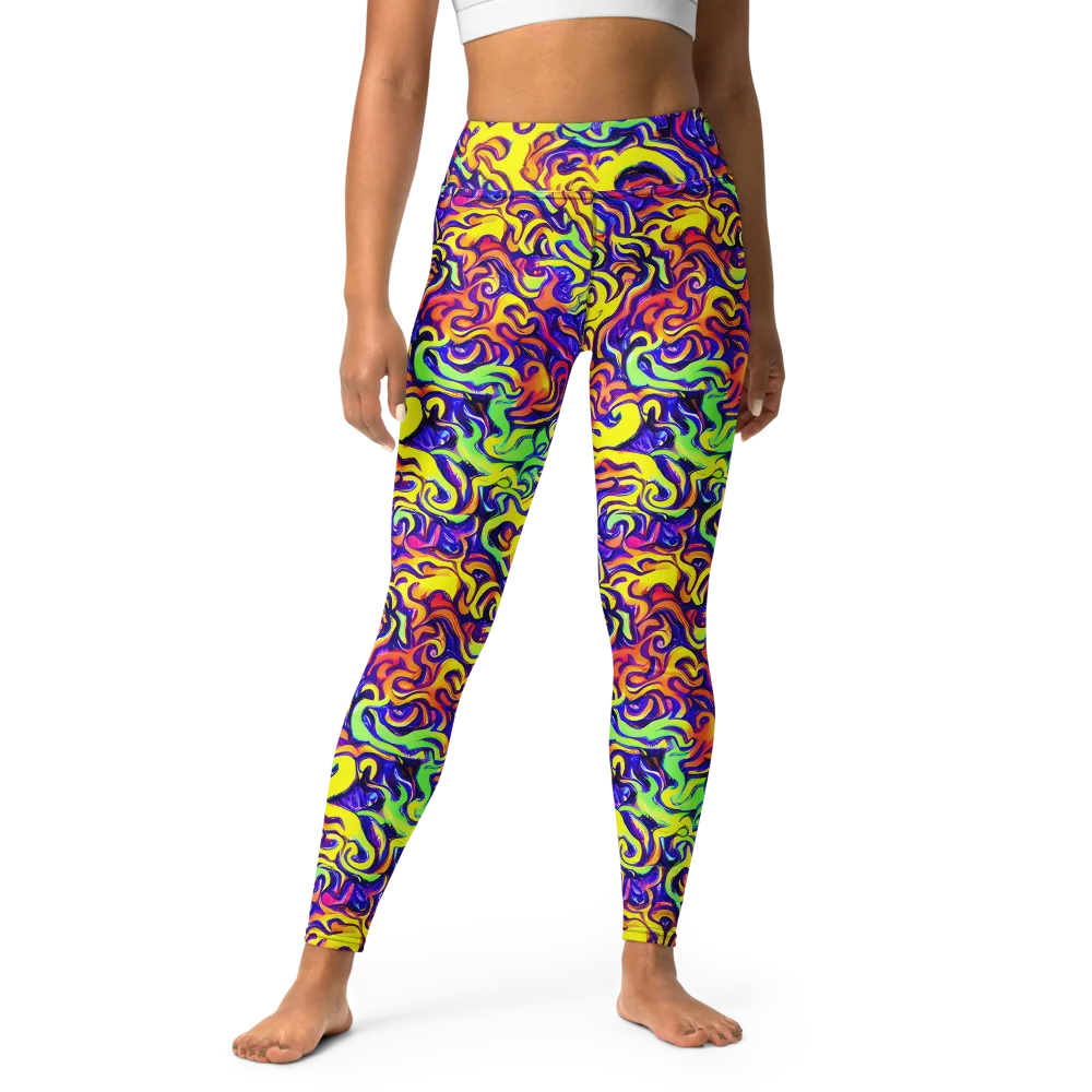 Citrus Ink Riptide on Yoga Leggings — Front