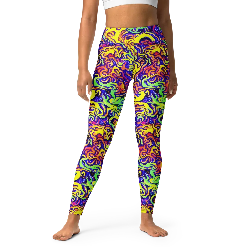 Citrus Ink Riptide on Yoga Leggings — Front