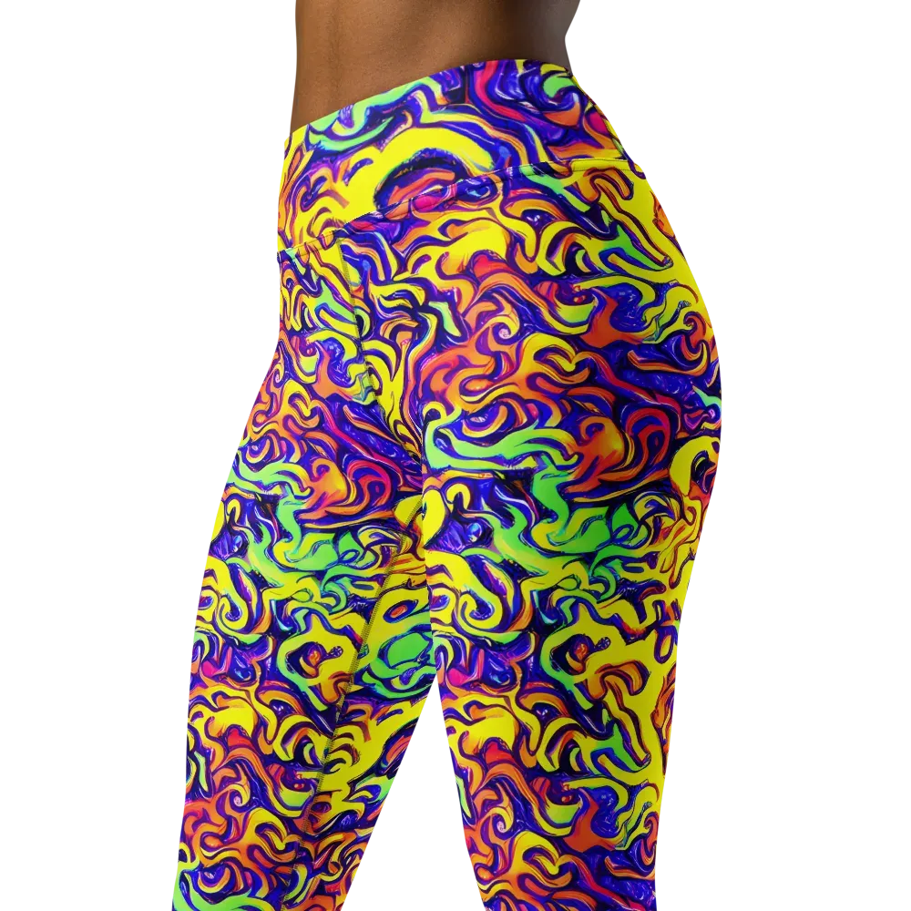 Citrus Ink Riptide on Yoga Leggings — Left Front