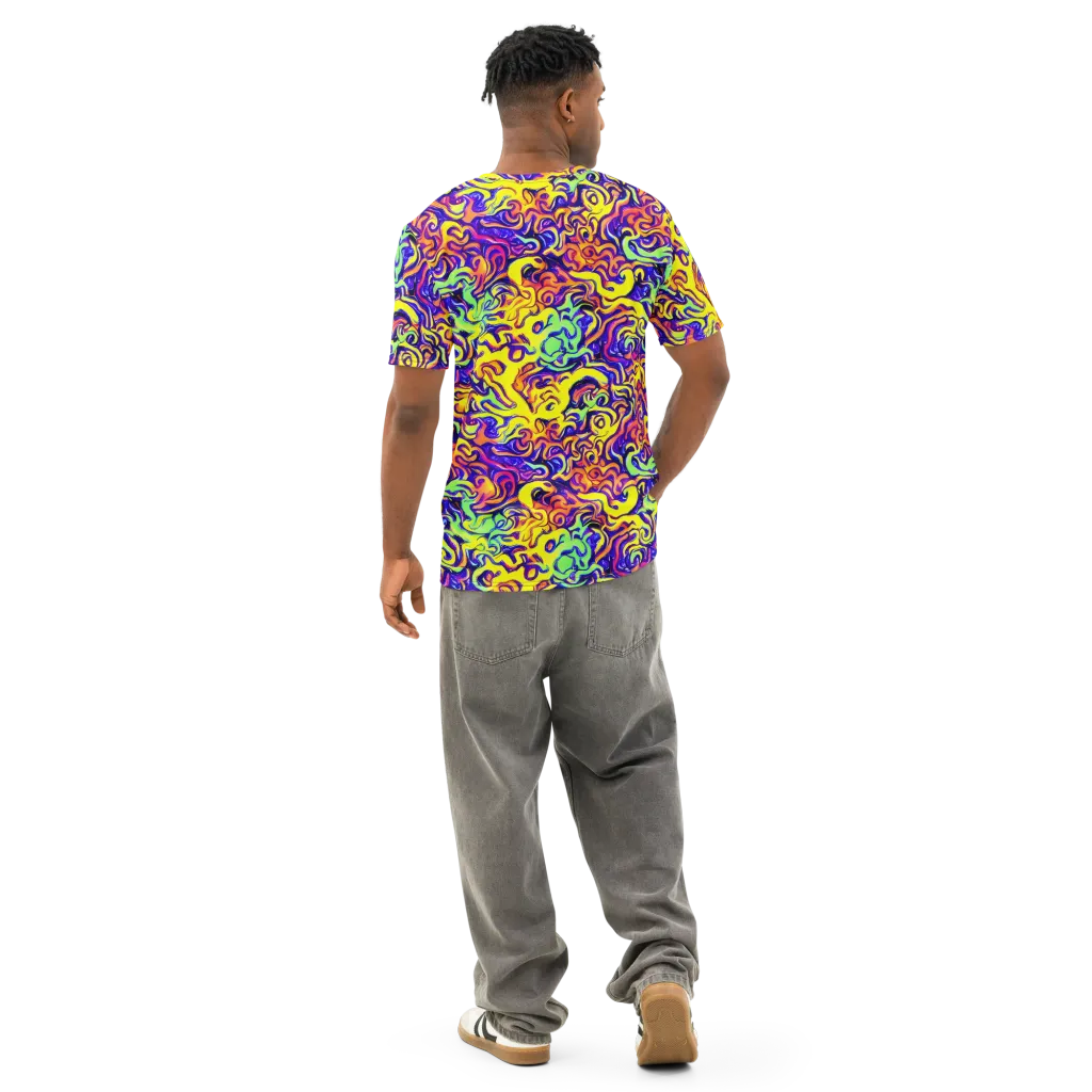 Citrus Ink Riptide on Men's Cotton Crew Neck T-Shirt — Back