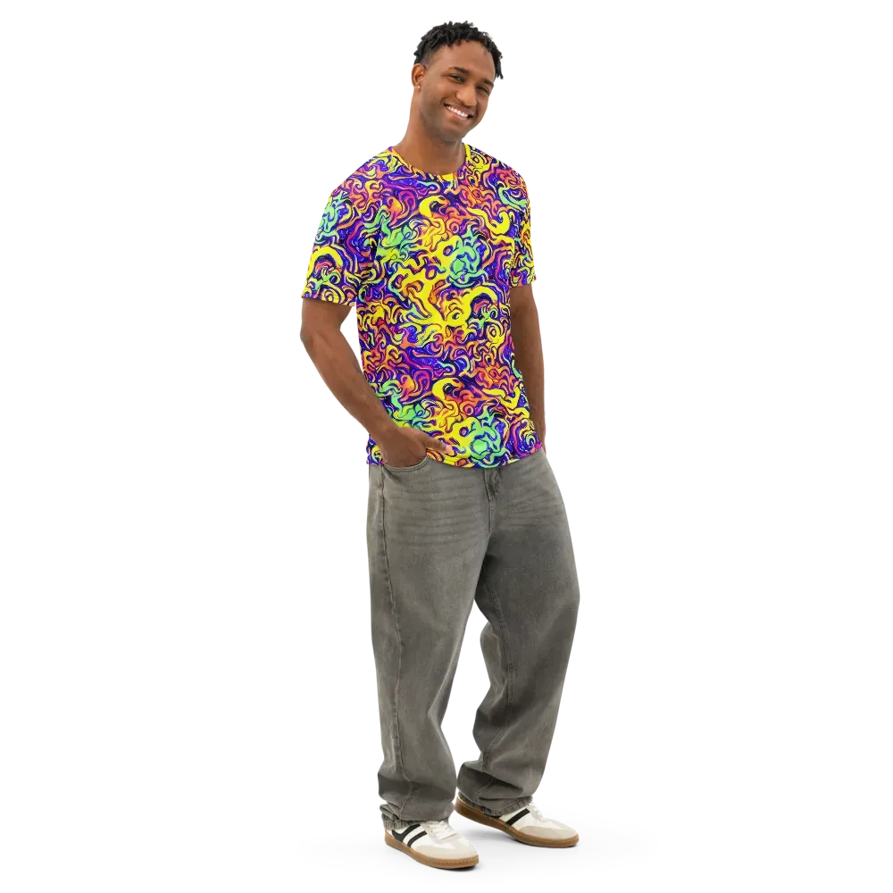 Citrus Ink Riptide on Men's Cotton Crew Neck T-Shirt — Right Front