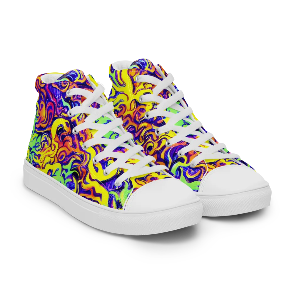Citrus Ink Riptide on Men's High Top Canvas Shoes — Right Front