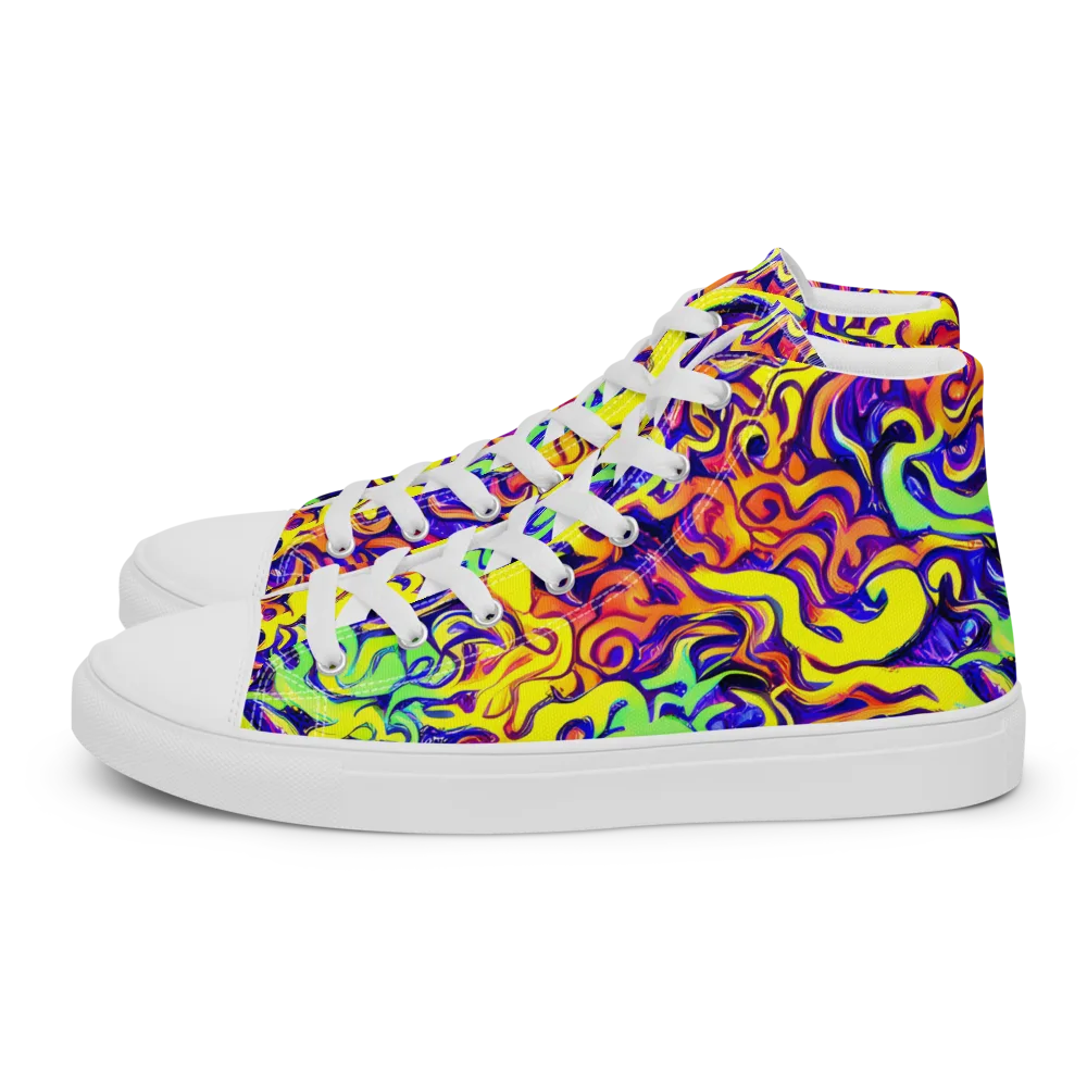 Citrus Ink Riptide on Men's High Top Canvas Shoes — Left