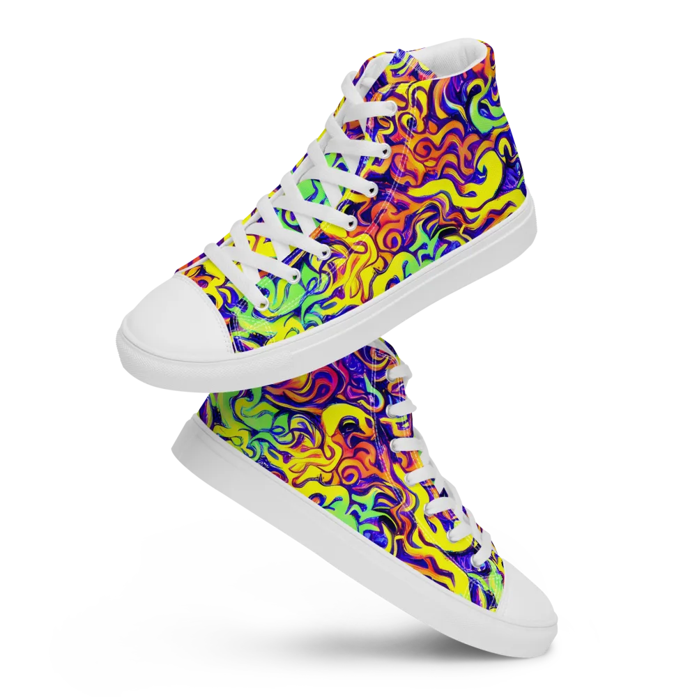 Citrus Ink Riptide on Men's High Top Canvas Shoes — Front