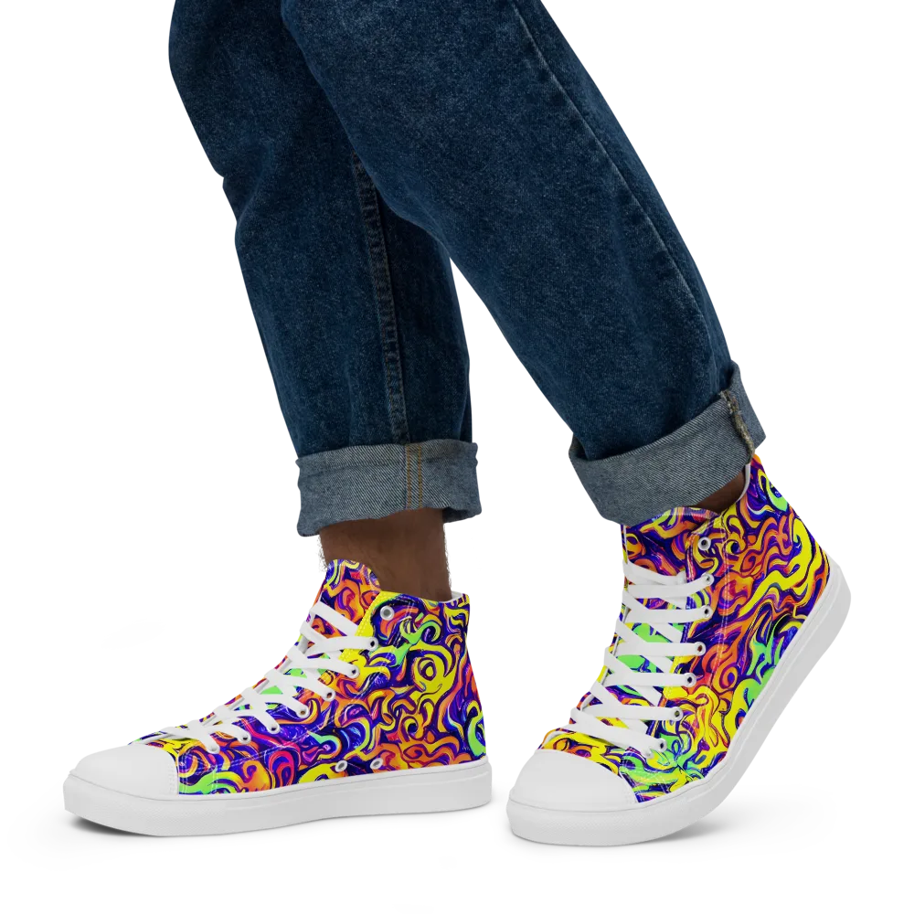 Citrus Ink Riptide on Men's High Top Canvas Shoes — Left
