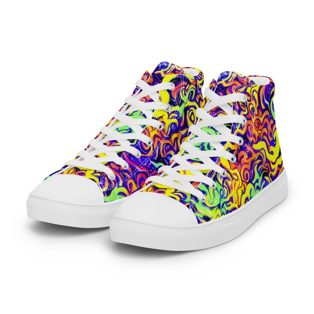 Citrus Ink Riptide on Women's High Top Canvas Shoes — Left Front