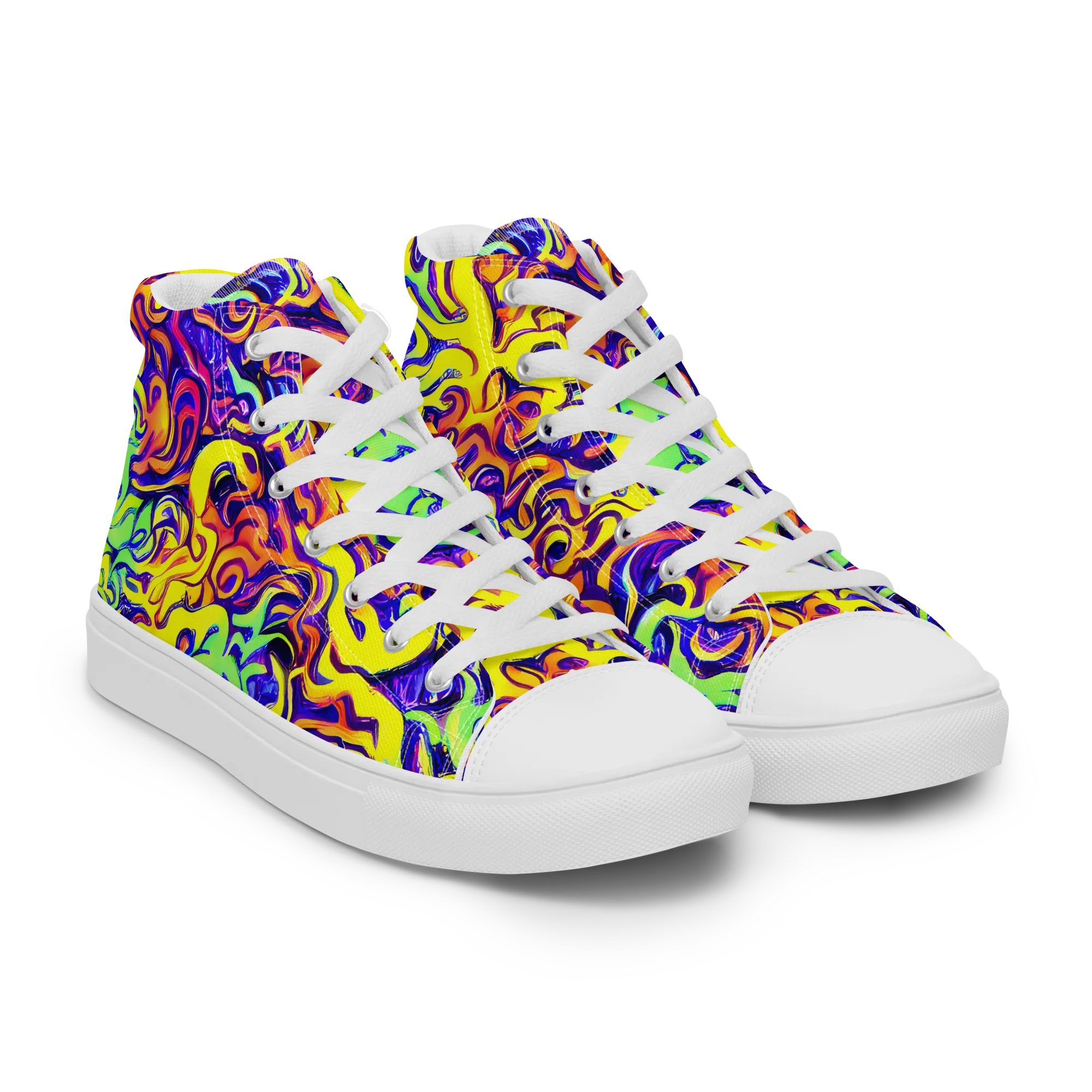 Citrus Ink Riptide on Women's High Top Canvas Shoes — Right Front