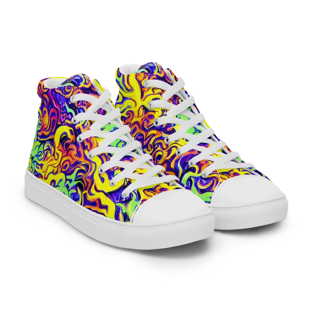Citrus Ink Riptide on Women's High Top Canvas Shoes — Right Front