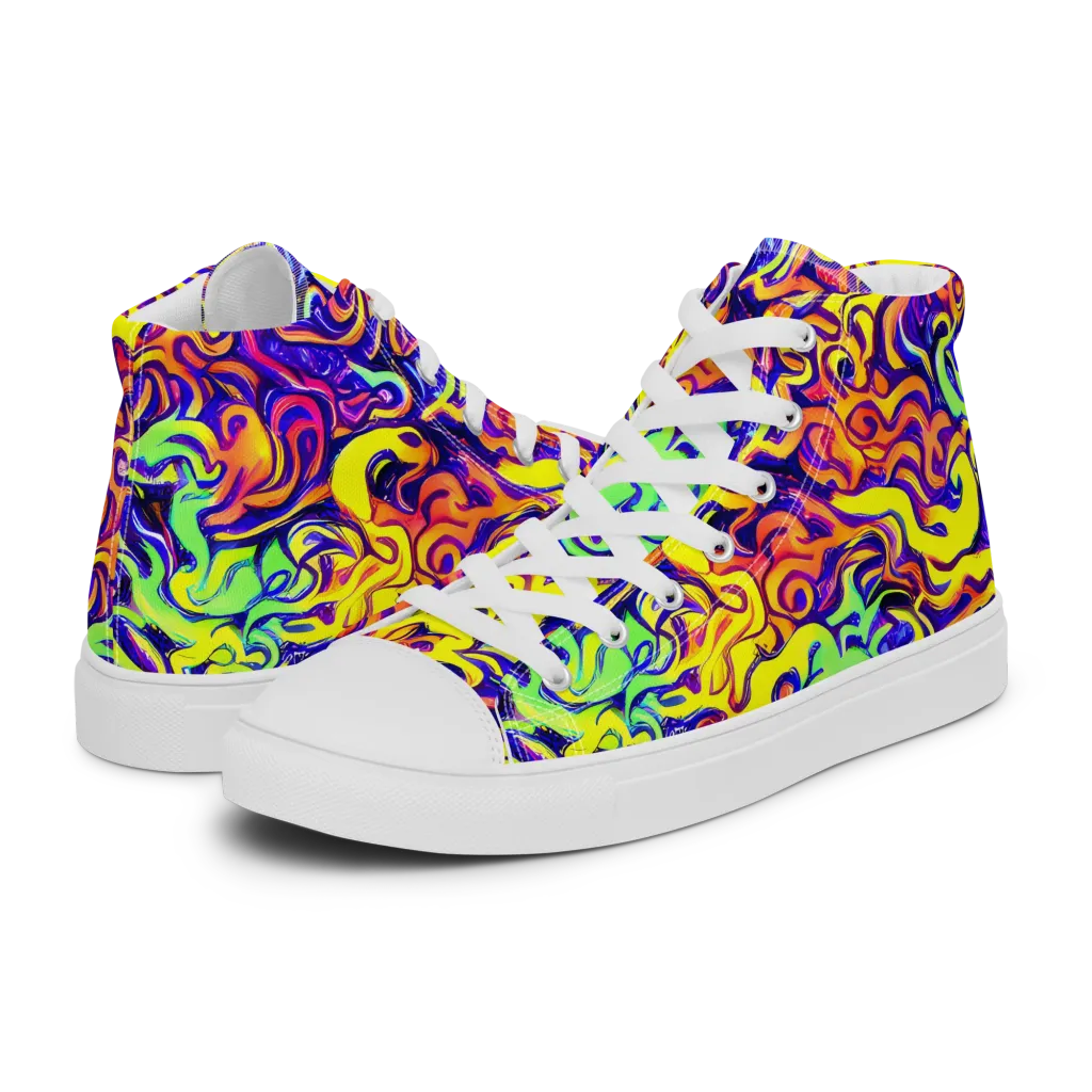 Citrus Ink Riptide on Women's High Top Canvas Shoes — Left