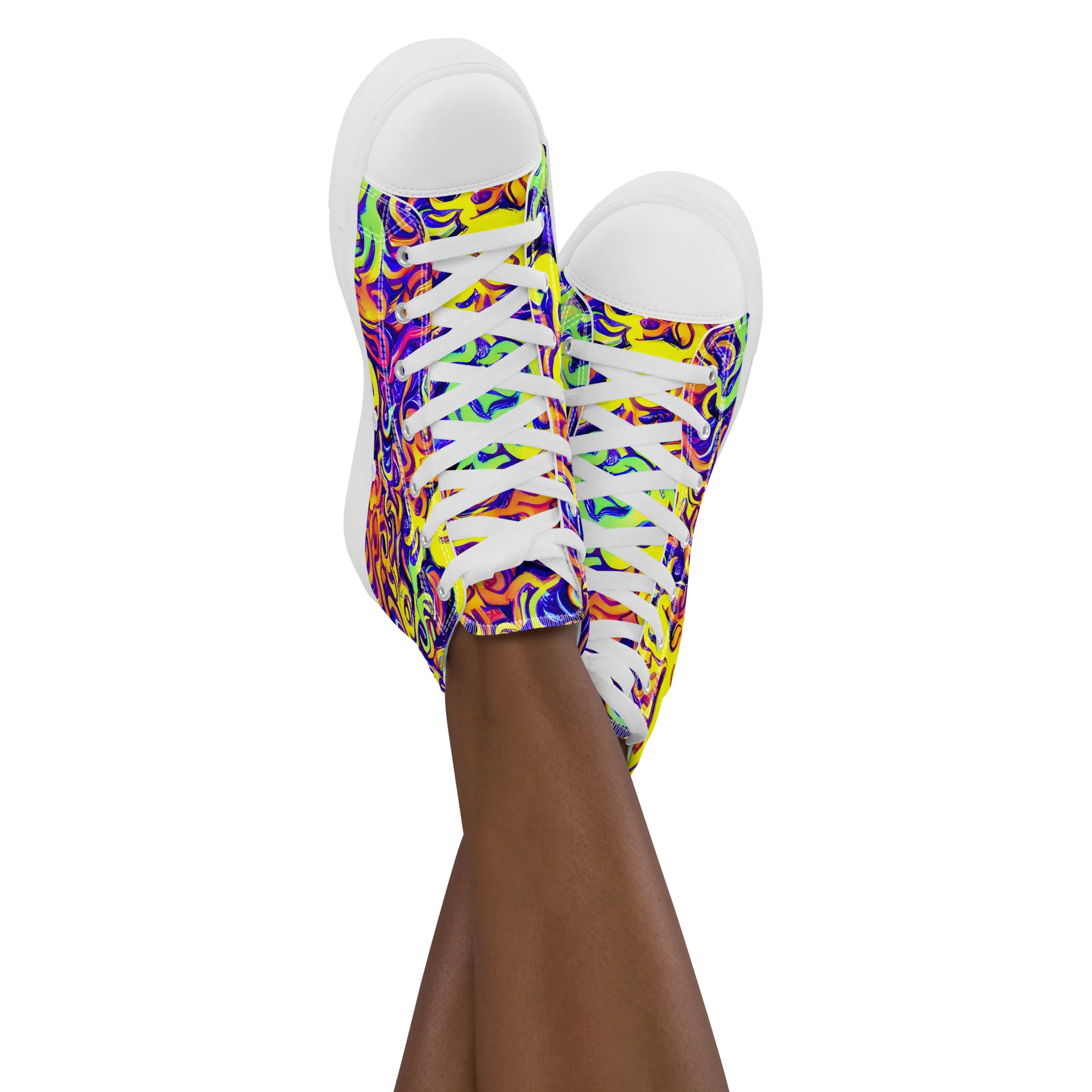Citrus Ink Riptide on Women's High Top Canvas Shoes — Front