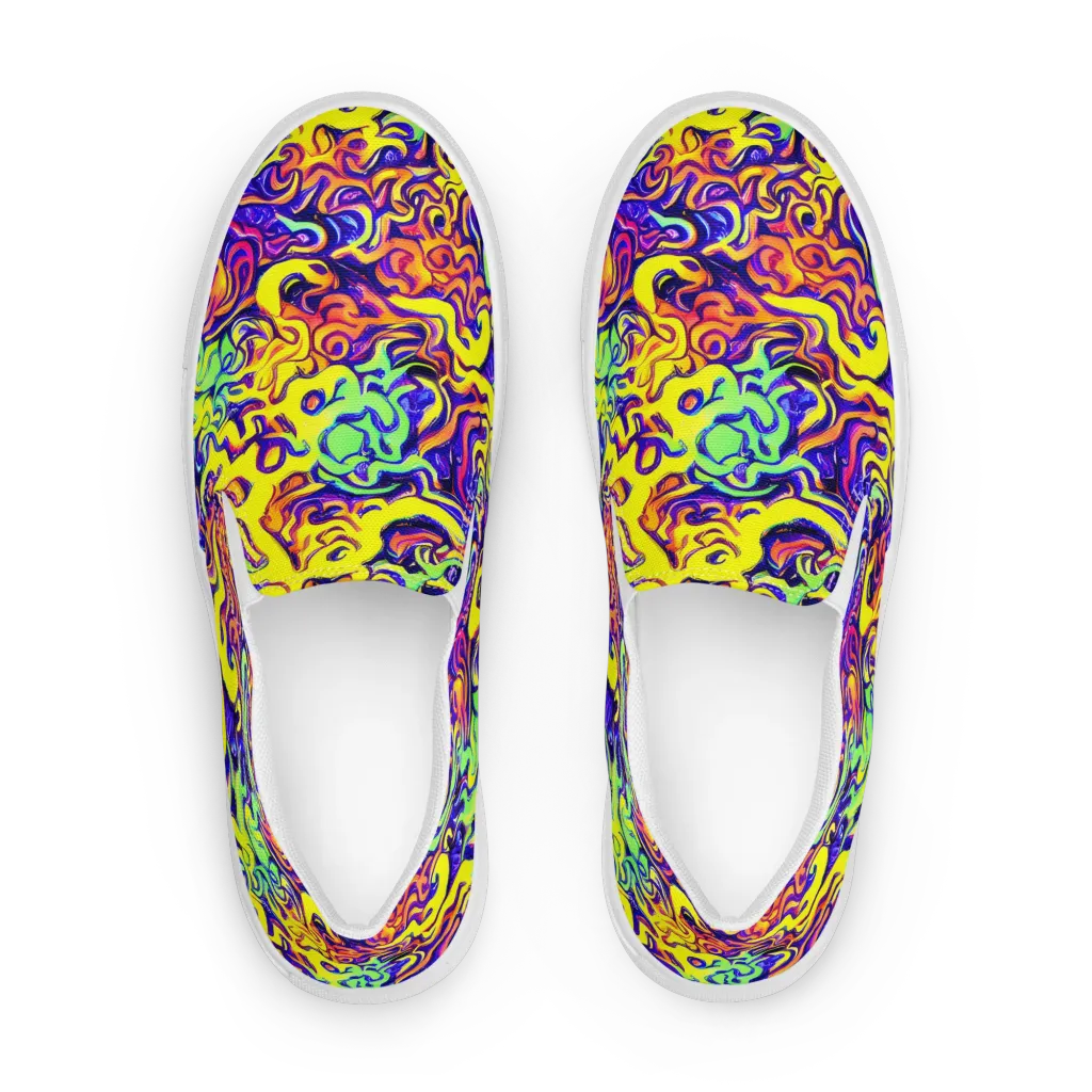 Citrus Ink Riptide on Men's Slip-On Canvas Shoes — Front