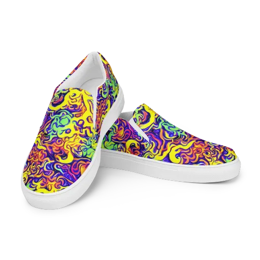 Citrus Ink Riptide on a Men's Slip-On Canvas Shoes