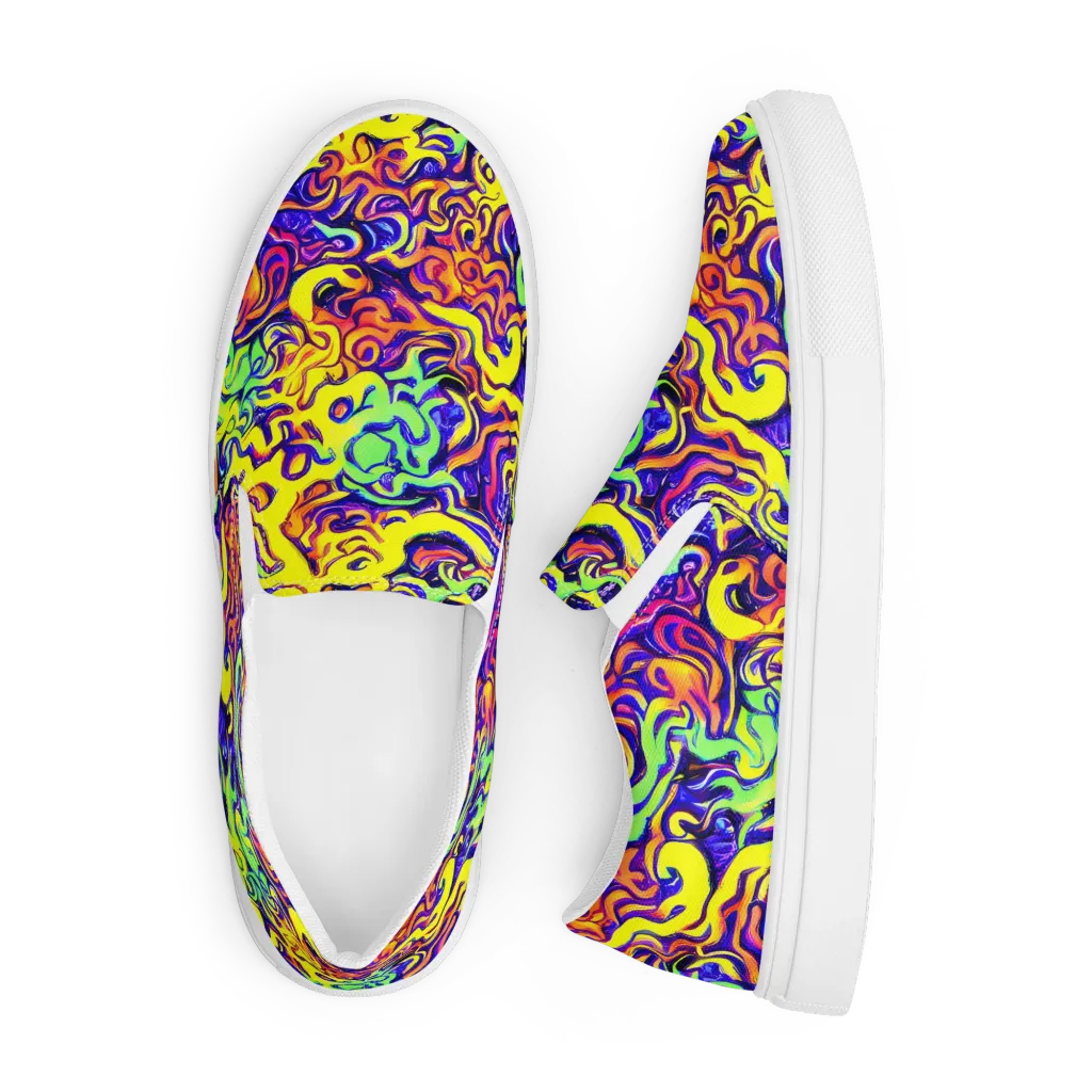 Citrus Ink Riptide on Men's Slip-On Canvas Shoes — Front