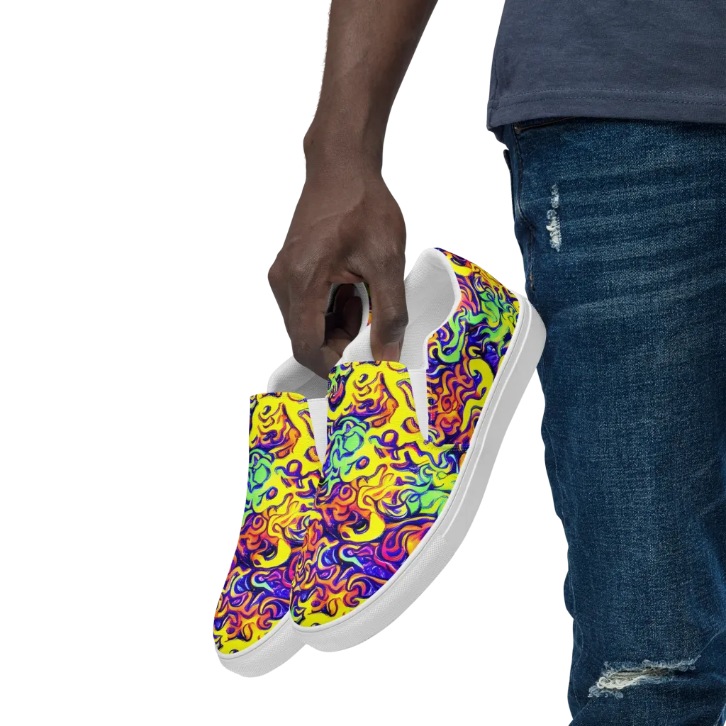 Citrus Ink Riptide on Men's Slip-On Canvas Shoes — Left Front