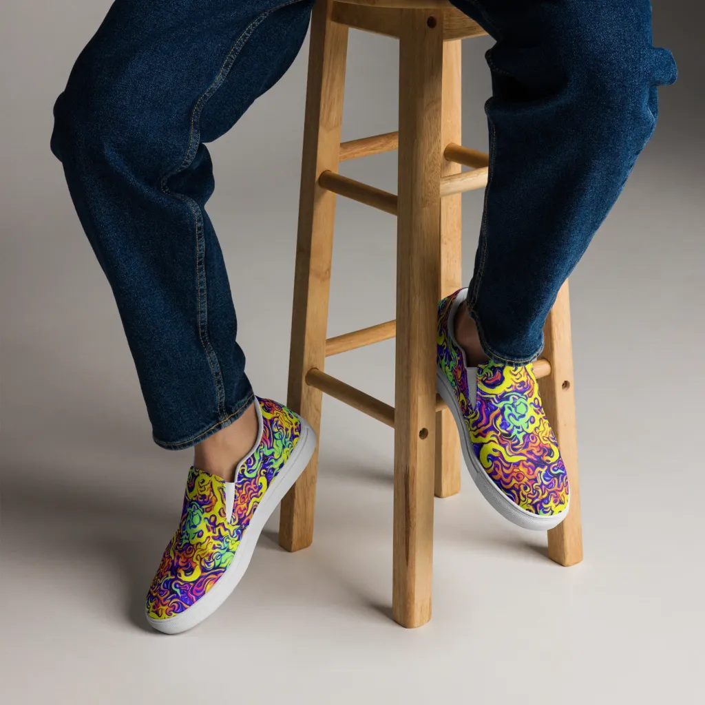 Citrus Ink Riptide on Men's Slip-On Canvas Shoes — Front
