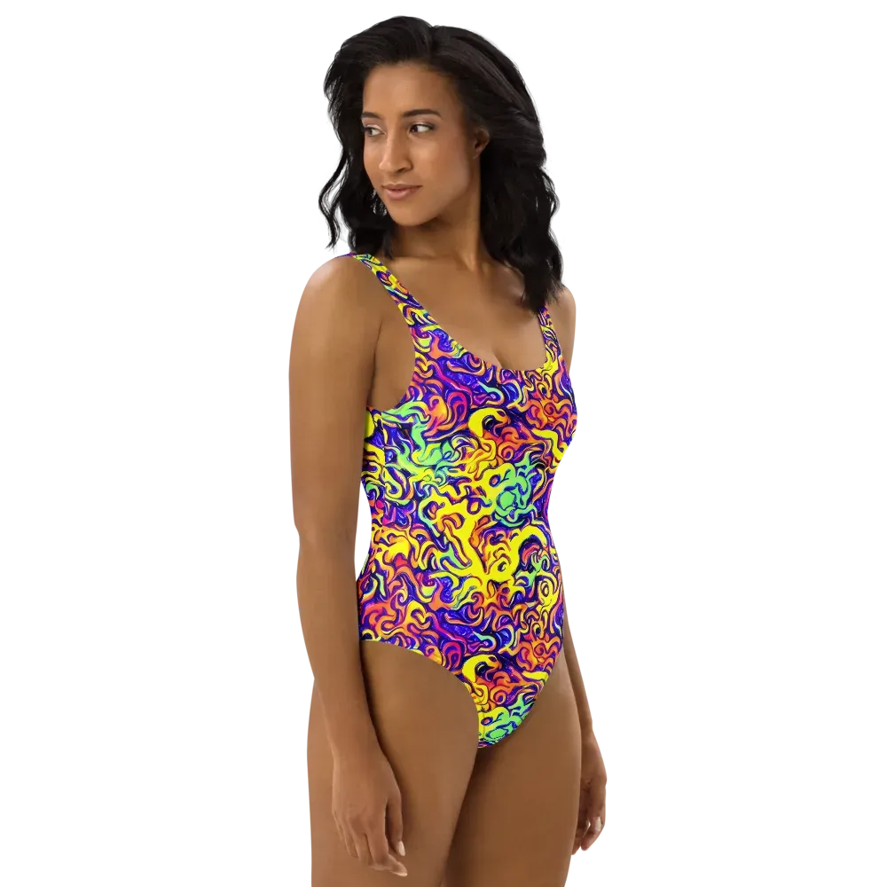 Citrus Ink Riptide on One-Piece Swimsuit — Right