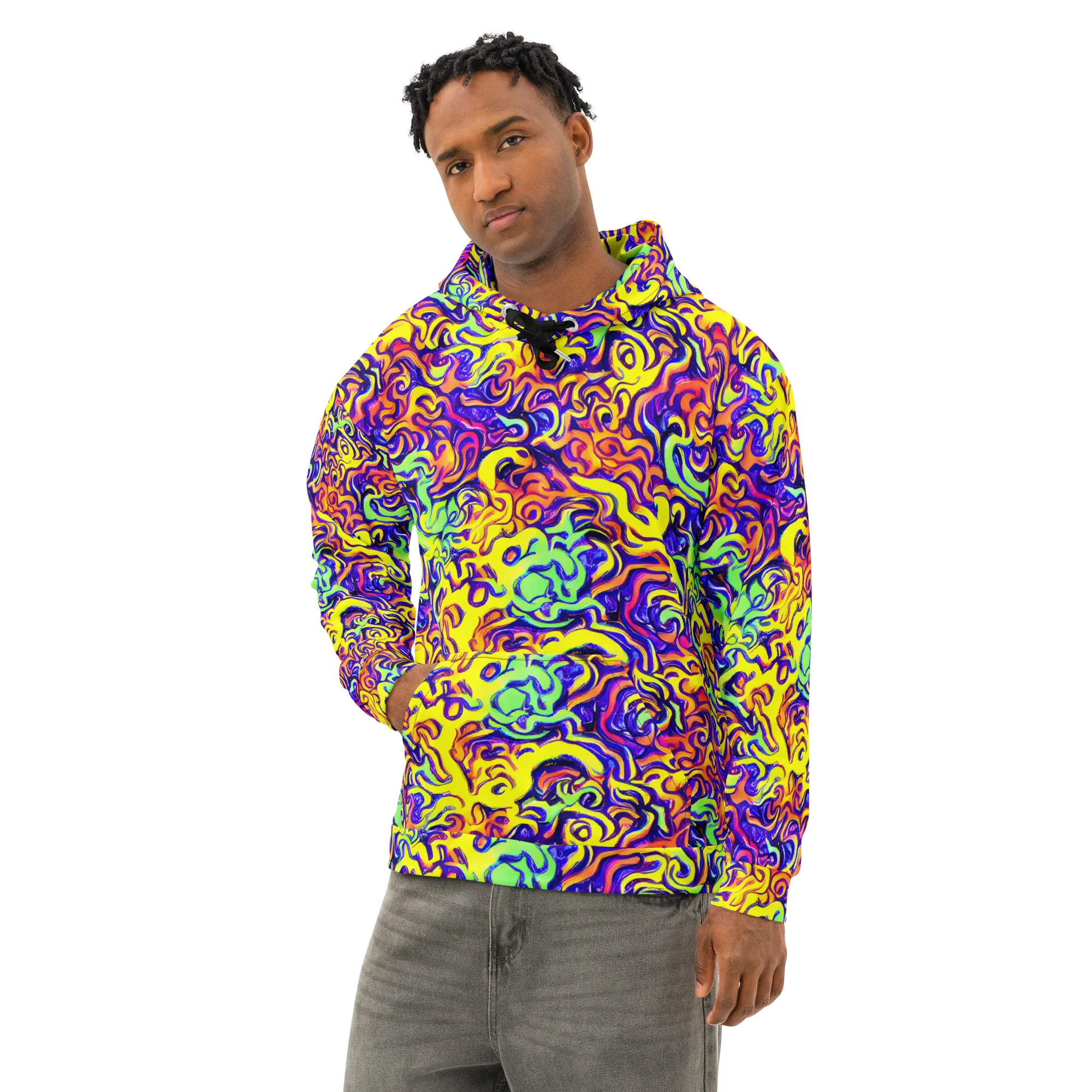 Citrus Ink Riptide on Cotton Hoodie — Left Front