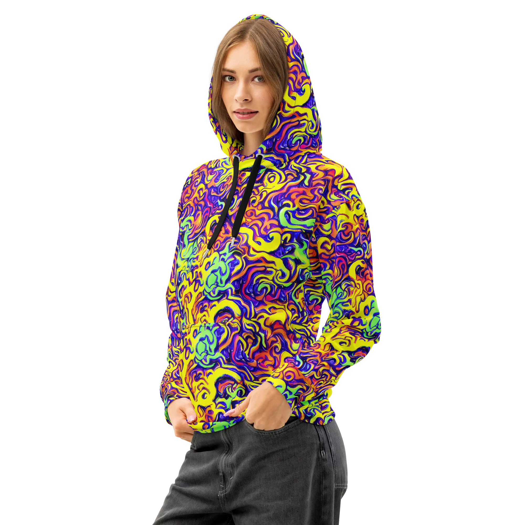 Citrus Ink Riptide on Cotton Hoodie — Left Front