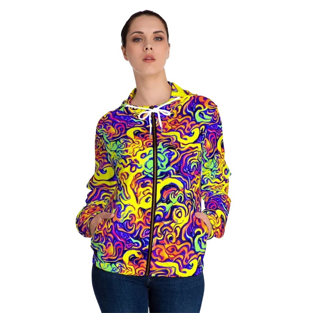 Citrus Ink Riptide on Women's Full-Zip Hoodie — Front On Person