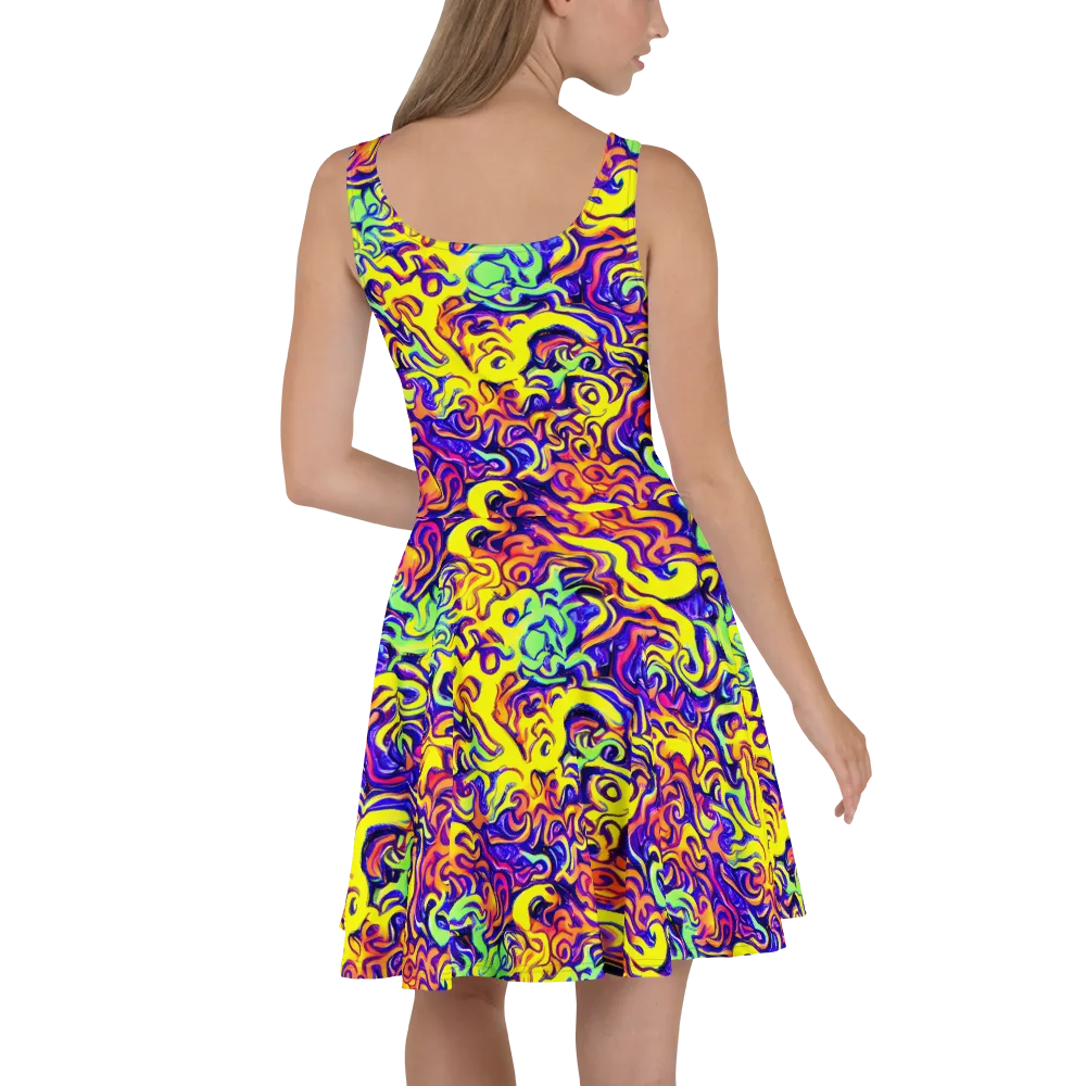 Citrus Ink Riptide on Skater Dress — Back