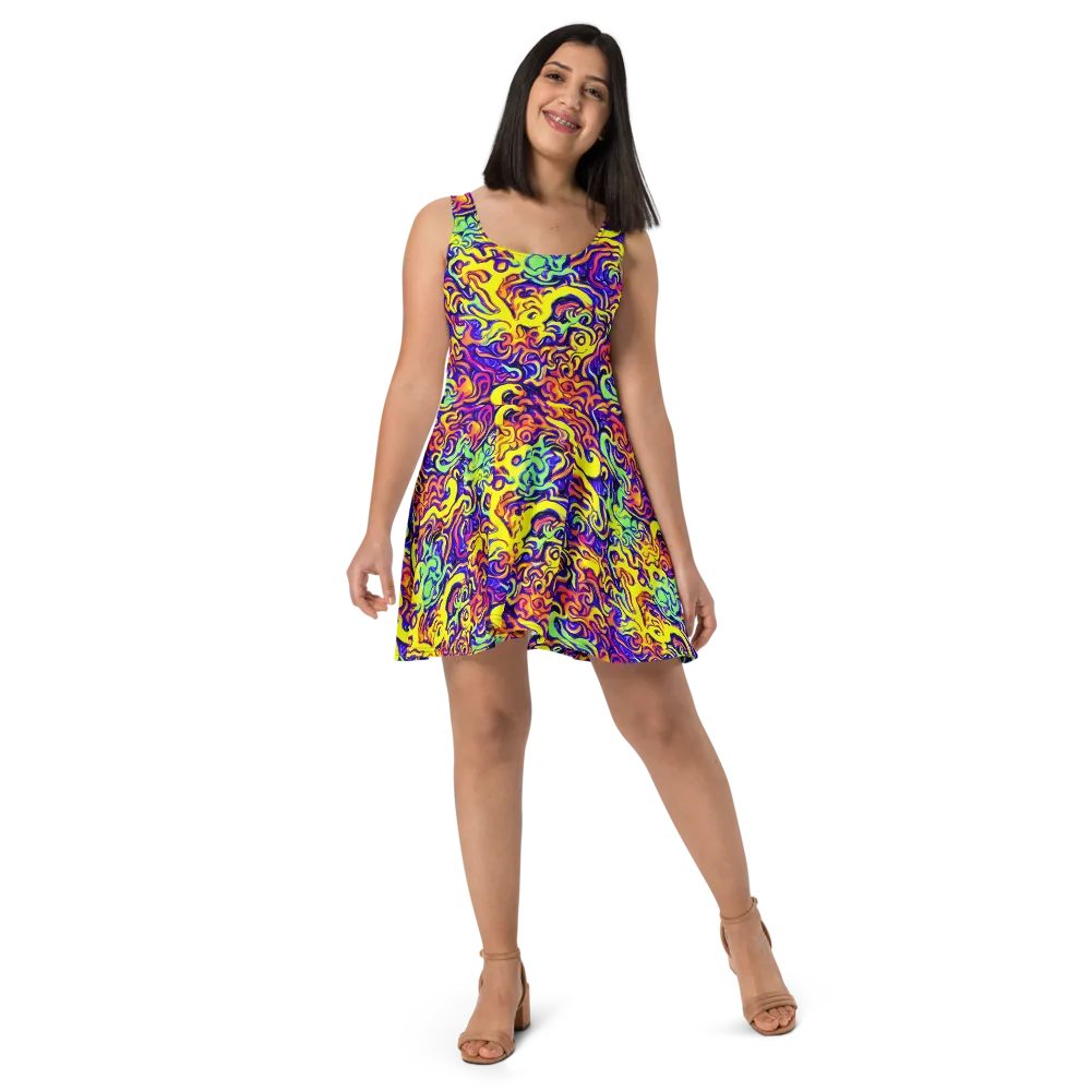 Citrus Ink Riptide on Skater Dress — Front
