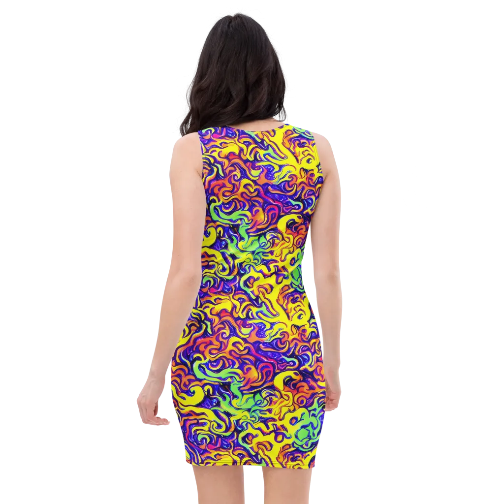 Citrus Ink Riptide on Bodycon Dress — Back
