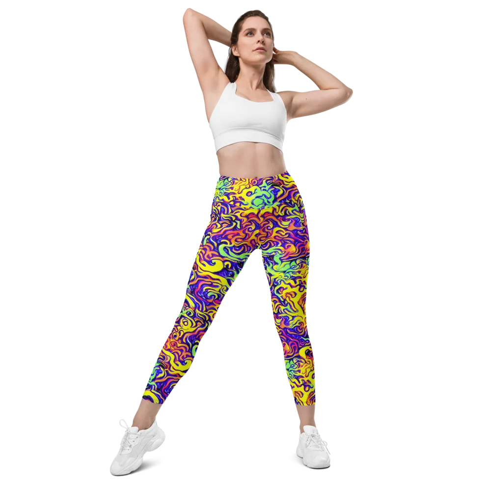 Citrus Ink Riptide on Leggings with Pockets — Front