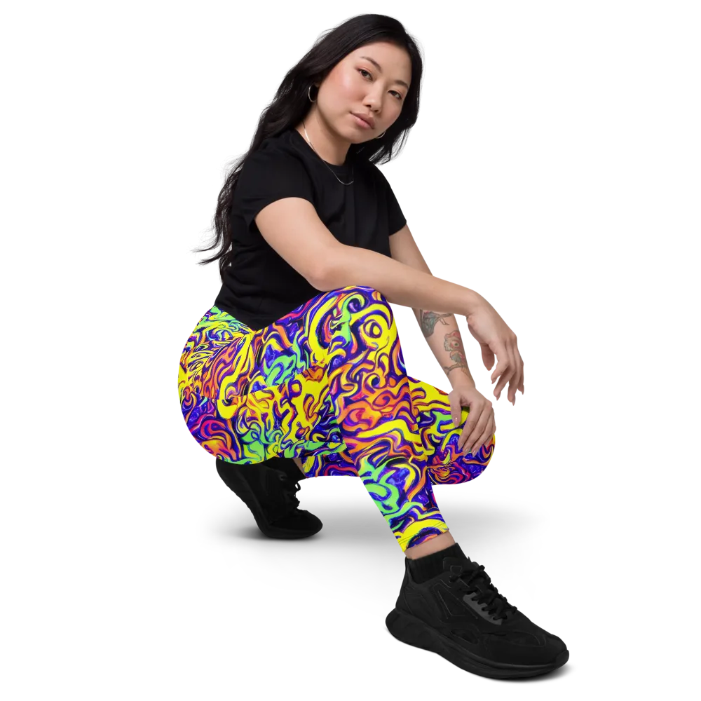 Citrus Ink Riptide on Leggings with Pockets — Right Front