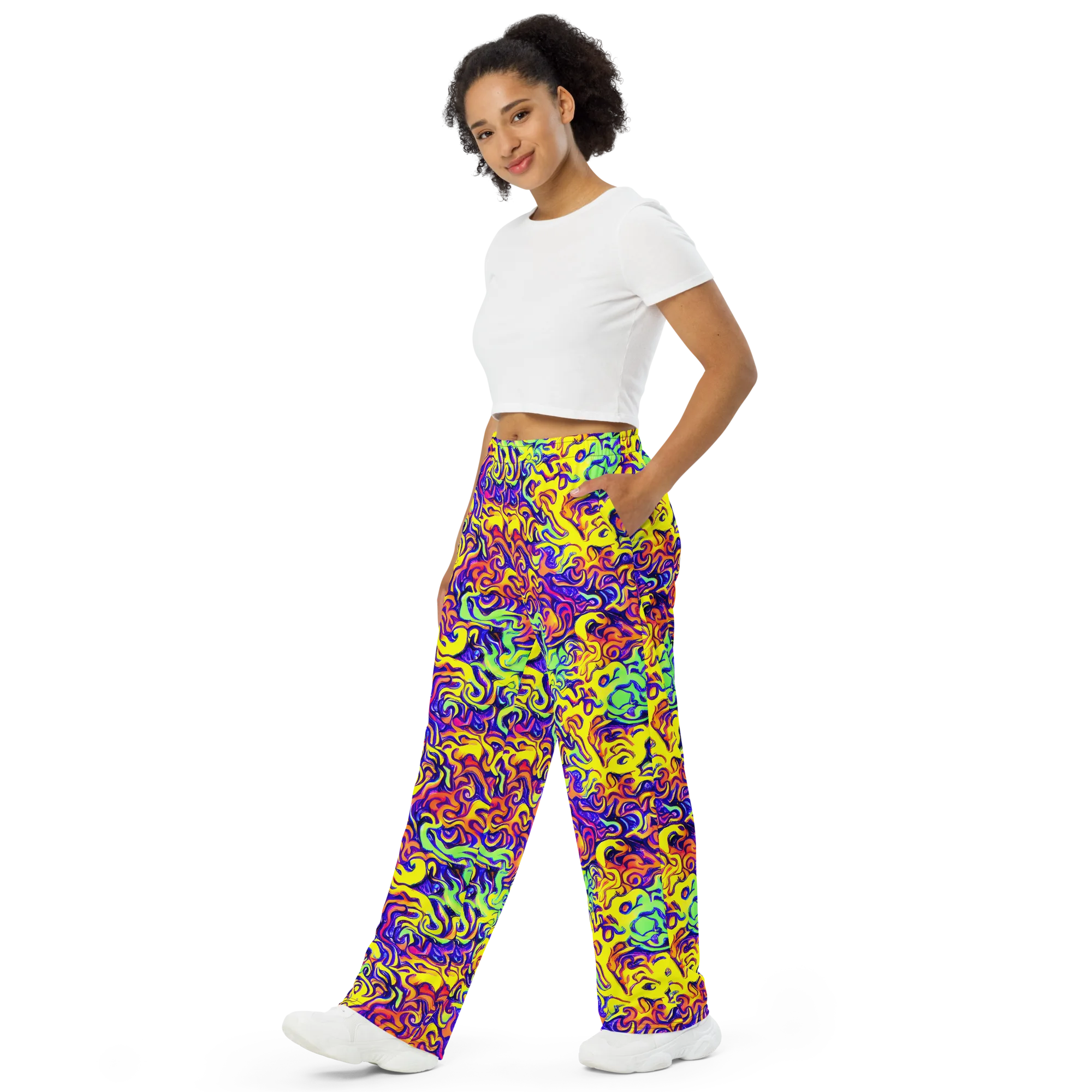 Citrus Ink Riptide on Wide-Leg Pants — Left Front