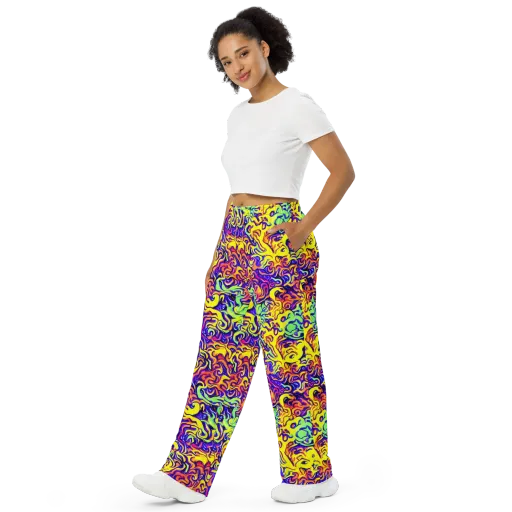 Citrus Ink Riptide on a Wide-Leg Pants
