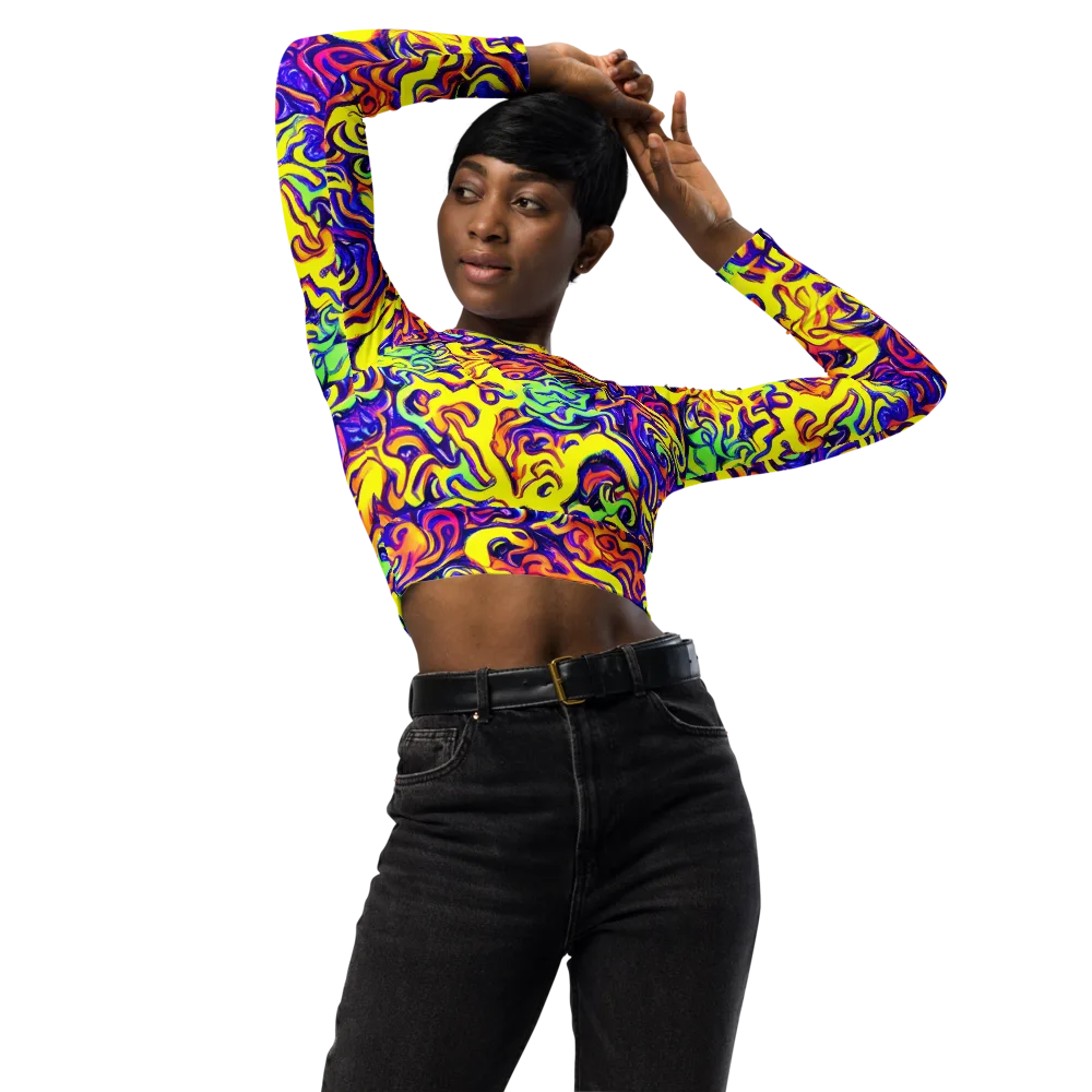 Citrus Ink Riptide on Long Sleeve Crop Top — Front