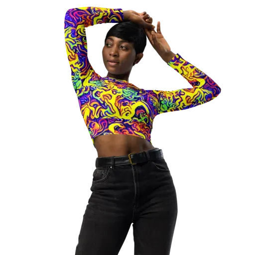 Citrus Ink Riptide on a Long Sleeve Crop Top