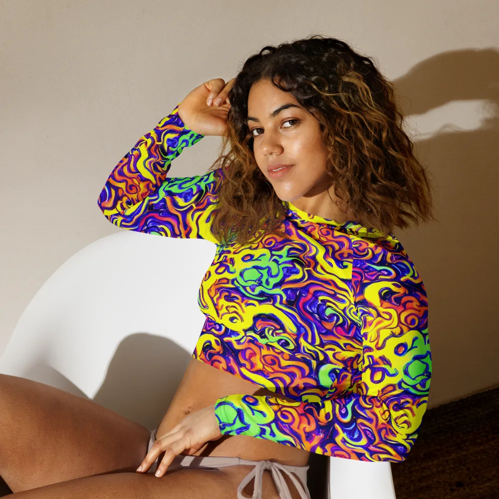 Citrus Ink Riptide on Long Sleeve Crop Top — Left Front