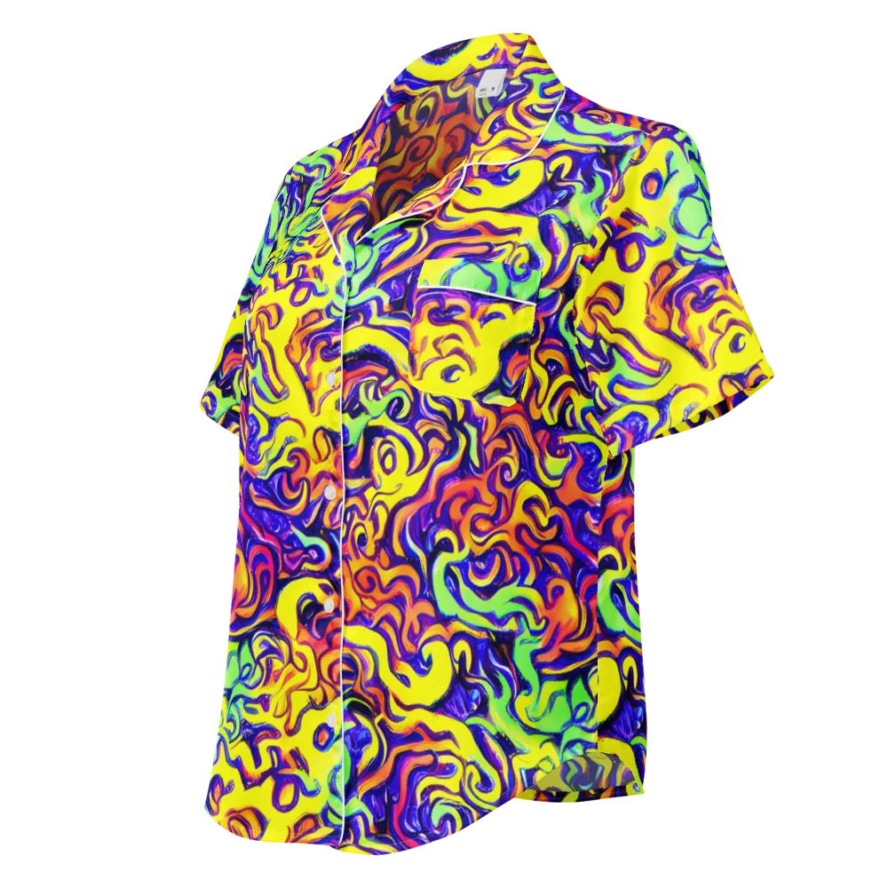Citrus Ink Riptide on Women's Short Sleeve Pajama Top — Left Front